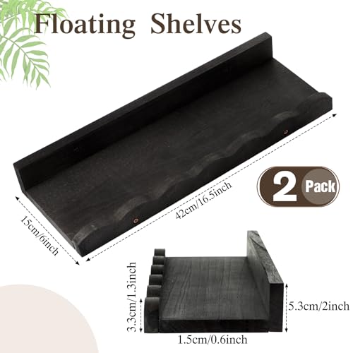 Suzile 2 Pcs Scalloped Floating Wall Shelves,16.5",Black - color: Black, size: 16.5"