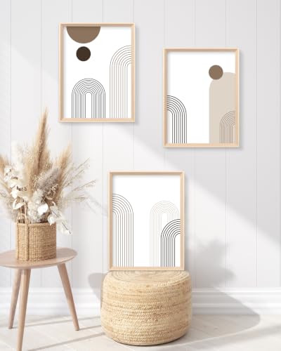 HesenDot Boho Neutral Framed Wall Art, Abstract Line Canvas Prints - color: Framed Neutral Arch, size: 16"L x 12"W