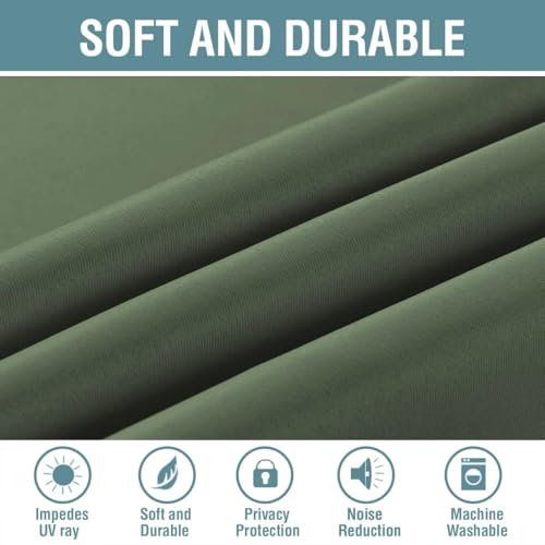 H.VERSAILTEX Blackout Curtain for Living Room Small Window Kitchen Blackout Curtains 45 inch Length Energy Saving Solid Grommet Blackout Drape, One Panel, Bronze Green, 52" W x 45" L - color: Bronze Green, size: 52"W x 45"L (Pack of 1)
