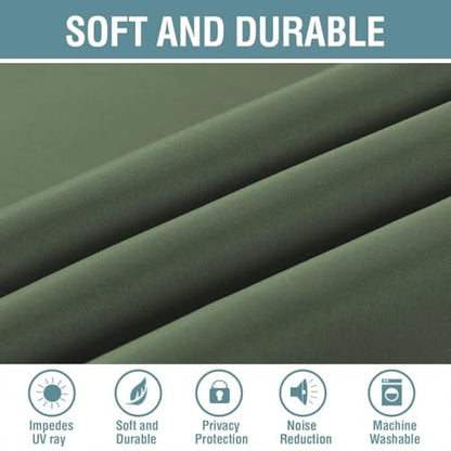 H.VERSAILTEX Blackout Curtain for Living Room Small Window Kitchen Blackout Curtains 45 inch Length Energy Saving Solid Grommet Blackout Drape, One Panel, Bronze Green, 52" W x 45" L - color: Bronze Green, size: 52"W x 45"L (Pack of 1)