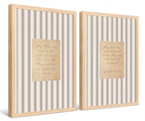 Framed Christian Bible Verse Isaiah 40:31 Canvas Wall Art Set of 2,12×16In - color: Beige, Black, Gold, Cream, Gray, size: 12"L x 16"W