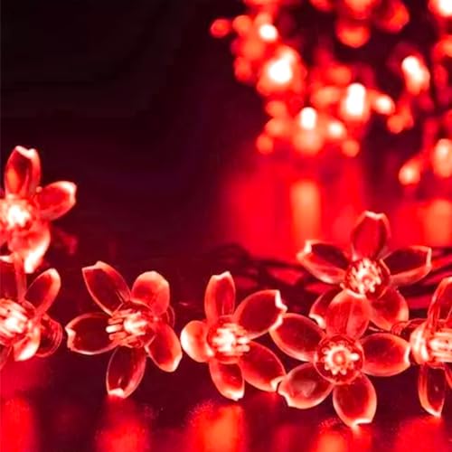 100 LED 33ft Red Cherry Blossom Flower Lights Valentine'S Day Wedding Decor - color: Red