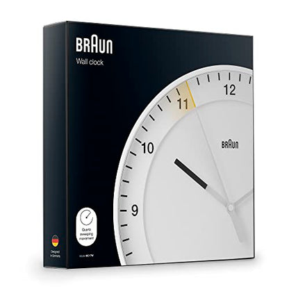 Braun Classic Mixed Analogue Wall Clock Home Gift Bundle with Silent Sweep Movement, Easy to Read, 30cm Diameter in Black + White, Model BC17B, BC17W (2 Pack) - size: 2 Pack Black/White