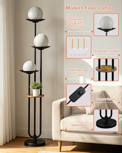 Lightdot Globe Black Floor Lamp Modern Dimmable Floor Lamps for LivingRoom - color: Grey-3U