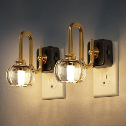 JandCase Night Light, Night Lights Plug into Wall, Glass LED Nightlight - color: Pumpkin Flower