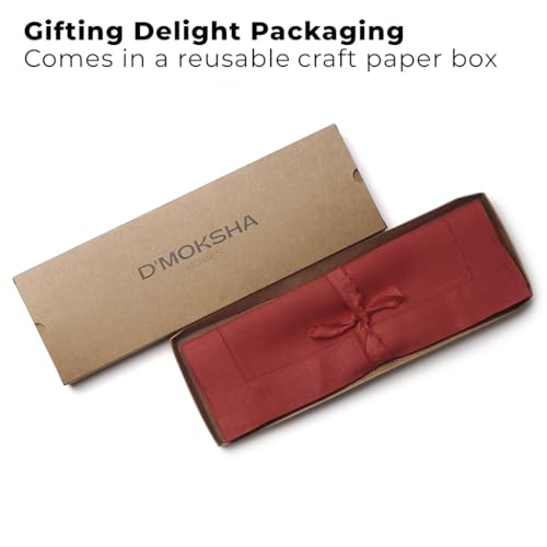 Signature Linen™ by D'Moksha, Bright Red Placemats Set of 4, 14 x 19 Inch, 100% Pure Linen Table Mats, Hemstitch, Machine Washable Cloth Placemats- Fall, Weddings, Outdoor Hosting - color: Bright Red, size: Set of 4 (14 X 19 Inch)