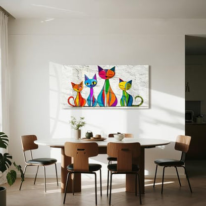 imjiayu Abstract Cat Wall Art Colorful Kitty Large Canvas Prints 20"x40" - color: Geometric Kitten, size: 40"L x 20"W