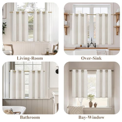 Jowels Natural Linen Grommet Curtains 24 Inch Long 2 Panels for Kitchen - color: Natural, size: 30"W x 24"L (Pack of 2)