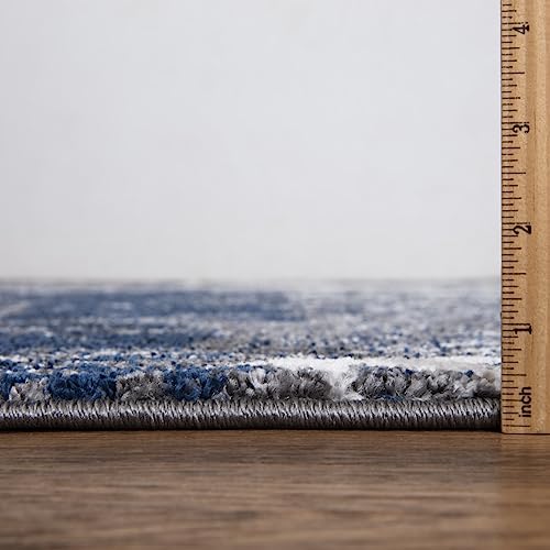 Keen Home Design Abstract Non-Shedding Entryway Rug, Soft Thick Pile, 2x3 - color: Abstract Navy/Gray, size: 2' x 3' (Rectangular)