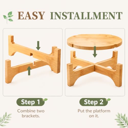 Pumtus 2 Pack Small Plant Stand, Wood Indoor Planter Stand, Bamboo Detachable Flower Pot Holder, Mid Century Potted Plant Rack for Outdoor Garden Home, Fits Up to 8 Inch Planter (Pot Not Included)