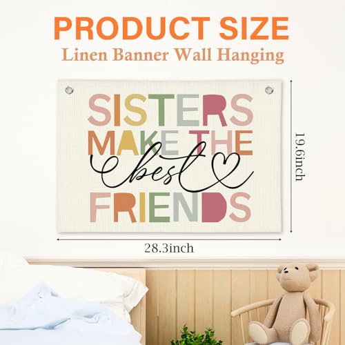 Pink Room Decor Linen Canvas Banner Wall Hanging Flag - color: Off White