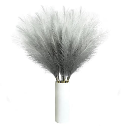 8 Pcs 35.4" Grey Gradient Faux Pampas Grass, Tall Pampas Grass Vase Filler - color: Grey, size: 35.4inch-8Pcs