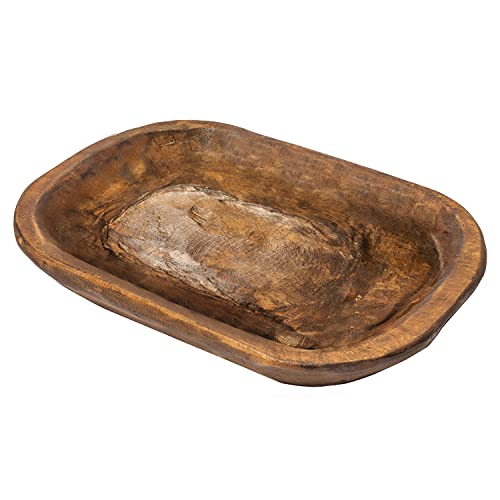 Decorative Wooden Dough Bowl Approx 10x14 Inch, Hand Carved Spanish Oak - size: 10x14 inch long