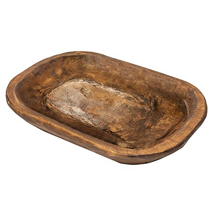 Decorative Wooden Dough Bowl Approx 10x14 Inch, Hand Carved Spanish Oak - size: 10x14 inch long