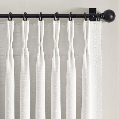 Topfinel Pinch Pleated Curtains Blackout 84 Inch 2 Panels Set, Dual Layer Natural Linen 100% Blackout Panels for Bedroom Living Room, Neutral Farmhouse Aesthetic Beige White Drapes 40" W*84" L - color: Natural, size: 40"W x 84"L (Pack of 2)