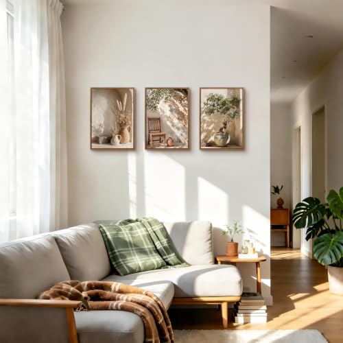 3 Pcs Framed Wabi Sabi Wall Art Neutral Earth Tone Canvas Prints 12x16 inch - color: Neutral Earth Tone, size: 12"x16"x3Pcs