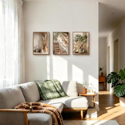 3 Pcs Framed Wabi Sabi Wall Art Neutral Earth Tone Canvas Prints 12x16 inch - color: Neutral Earth Tone, size: 12"x16"x3Pcs
