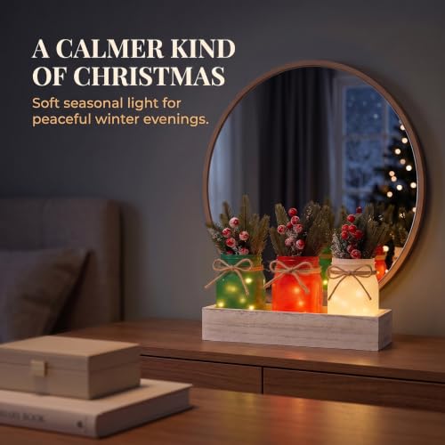 Christmas Mason Jar Table Centerpiece with LED Fairy Lights - color: Jar-christmas