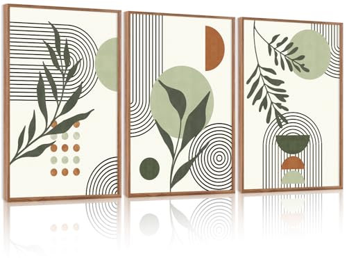 KAlRNE Sage Green Boho Beige Framed Wall Art Botanical Set-24’’X36’’X3 - color: Sage Green Boho Beige, size: 24"Lx36"W