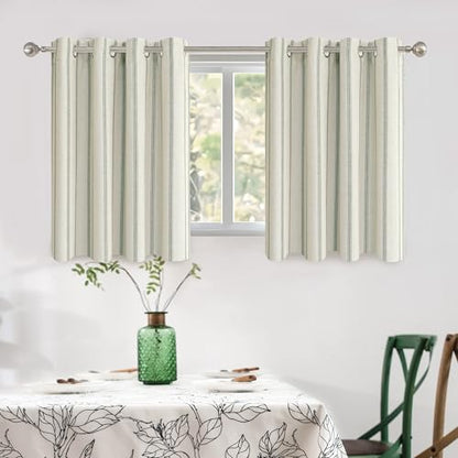 DriftAway Farmhouse Stripe Blackout Curtains, Grommet, W52xL36, Loden Green - color: G Loden Green Stripe, size: 52"W x 36"L (Pack of 2)