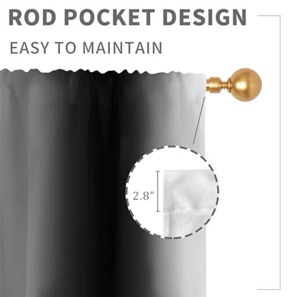 Black Grey Curtains, Ombre, 2 Panels, 42" W x 63" L, Rod Pocket - color: Black, size: 42"W x 63"L (Pack of 2)