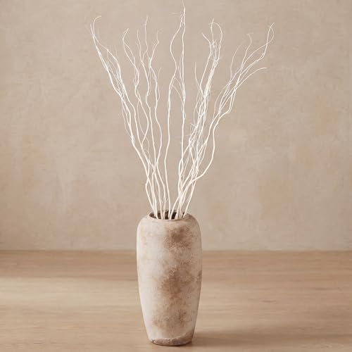 Thiccywoov 12 Pcs Real Dried Willow Branches 47.2 Inches Natural Curly - color: White, size: 47.2 Inches