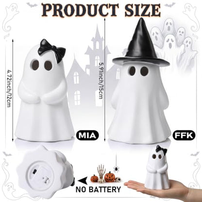 Fumete 2 Pcs Halloween Decorations Indoor, Light up Ghost Couple Figurines - style: Couple Ghosts
