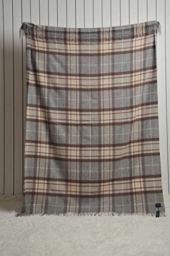 EP Mode 100% Pure Cashmere Throw Blanket for Sofa, Grey Tartan - color: Grey Tartan