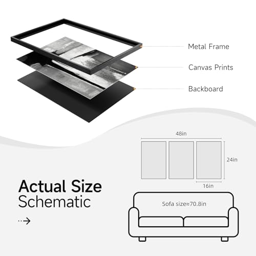 Framed Black White Gray Abstract Wall Art, 3 Piece Canvas Prints 16x24 In - color: Infinite Gray, size: 16" W x 24" H x 3Pcs