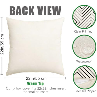 Outdoor Pillow Covers Waterproof,22x22 inch Black and Beige Boho Set of 4 - color: Black and Beige, size: 22" x 22" (Pack of 4)