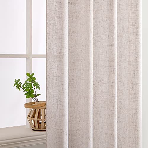 MIULEE Natural White Linen Curtains 42x84 Inch Long Textured Window Drapes - color: Natural Linen White, size: 42"W x 84"L (Pack of 2)