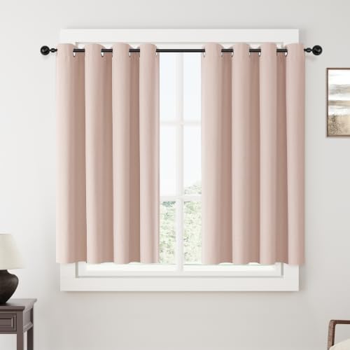 ChrisDowa Pink Blackout Curtains 45 Inches Long 2 Panels for Bedroom - color: Pink, size: 52"W x 45"L (Pack of 2)