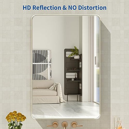 WEER Bathroom Vanity Mirror Brushed Nickel 20X30 Inch - color: Brushed Nickel, size: 20"L x 30"W