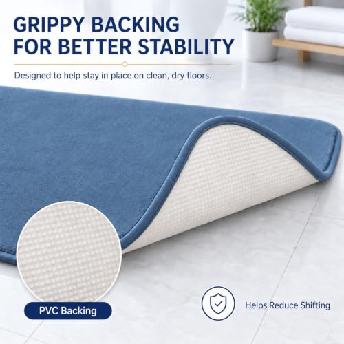 RUN HELIX Bathroom Rugs Sets 3 Piece, Soft Absorbent Memory Foam Bath Mats Set, Dry Fast Bath Mat, Machine Washable Bath Rug Set for Bathroom （Misty Blue） - color: Misty Blue