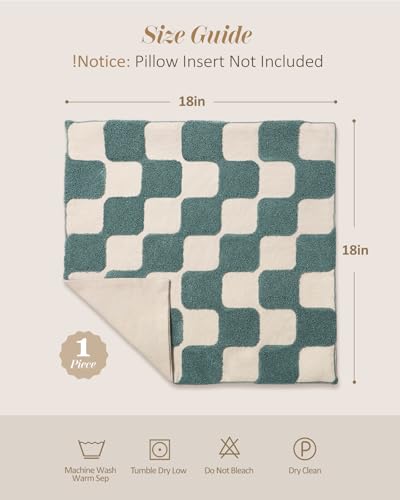 Embroidered Throw Pillow Cover 18x18 Inch, Green Plaid - color: Green Plaid, size: 18" x 18" (Pack of 1)