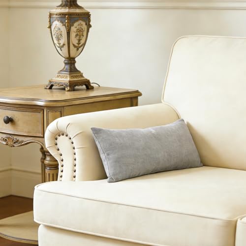 Slow Cow Chenille Lumbar Throw Pillow Cover 12 x 24 Inches Grey - color: D-chenille Grey, size: 24" x 12" (Pack of 1)