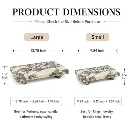 Marble Pedestal Tray Stand for Perfume, Soap & Vanity - color: Calacatta Viola Marble-13.8 in