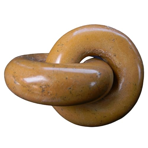Marble Chain Link Decor - Small Bookshelf Decorative Object, Marble Decor Mid Century Modern Marble Accent for Neutral Home Decor, Room Decor, 3x4x3 Inches (Yellow Chain) - color: Yellow Chain