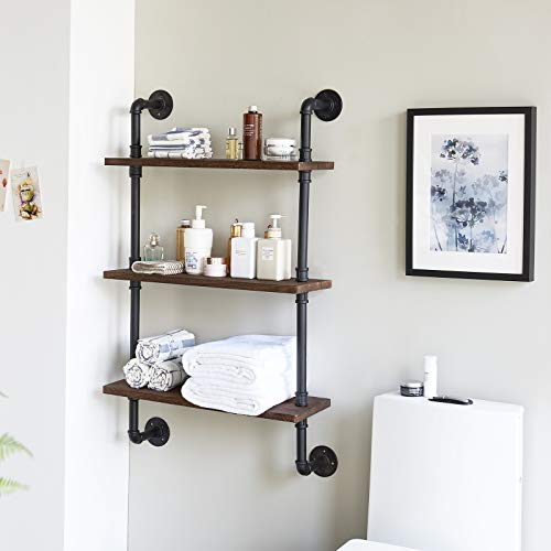 IBUYKE 3-Tiers Industrial Pipe Shelves, Pipe Floating Shelves RF-TM003 - size: 3 Tier