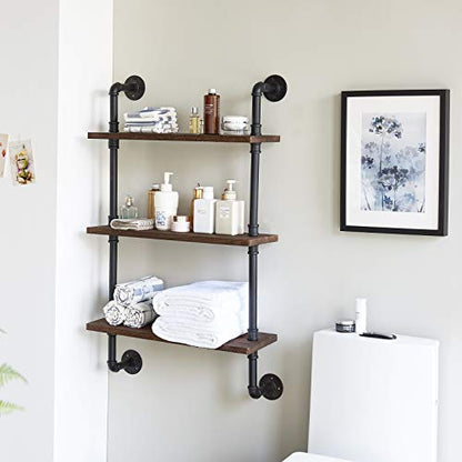 IBUYKE 3-Tiers Industrial Pipe Shelves, Pipe Floating Shelves RF-TM003 - size: 3 Tier