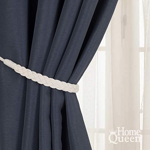 Home Queen Hand Braided Curtain Tie Back, Buckle Holdback Drapery Curtain Tiebacks, 2 Rope Cotton Belt Curtain Tie with 2 Metal Hooks, Off White - color: Off White, size: 2PC
