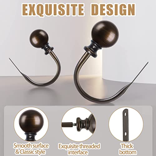 KAMANINA Curtain Holdbacks 2 Pack Wall Mounted with Bronze Round Finials - color: Antique Bronze