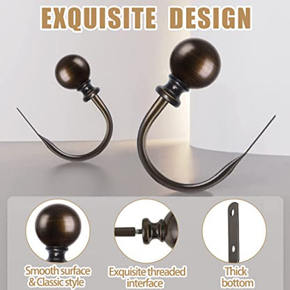 KAMANINA Curtain Holdbacks 2 Pack Wall Mounted with Bronze Round Finials - color: Antique Bronze