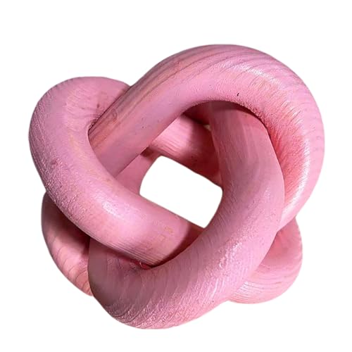 Wood Knot Chain Link Decor - 3 Link Boho Wooden Hand Carved Decorative Wooden Links Knots for Coffee Table Entryway Modern Farmhouse Shelf Decoration (Pink) - color: Pink