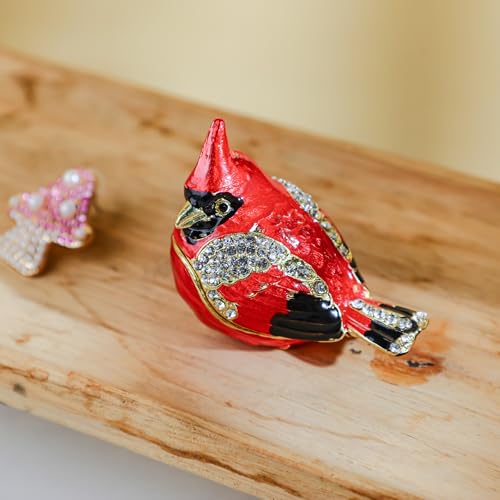 YU FENG 2.3 Inch Cardinal Bird Trinket Box, Hinged Jewelry Box Figurine - style: Cardinal bird