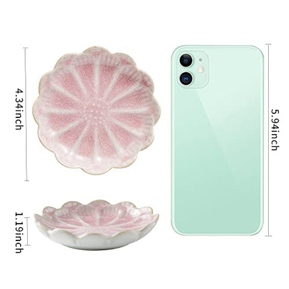 BEUNAIZER Jewelry Dish Tray, Ring Dish, Ceramic Trinket Tray, Key Bowl - color: Pink