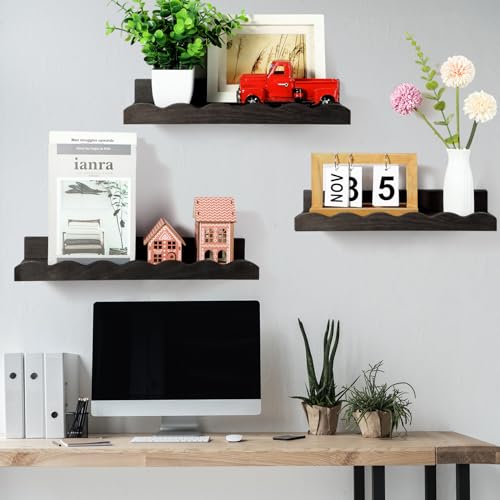 Suzile 2 Pcs Scalloped Floating Wall Shelves,16.5",Black - color: Black, size: 16.5"