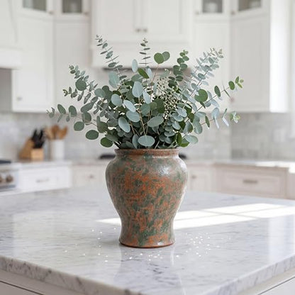 Rustic Farmhouse Ceramic Vase Home Decor (Copper Bronze Brown, Small) - color: Copper Bronze Brown