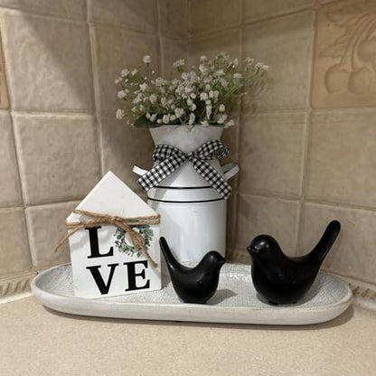 2 Pcs Small Birds Statues Home Decor Ceramic Black Bird Figurines - color: 2 Pcs Blackbirds
