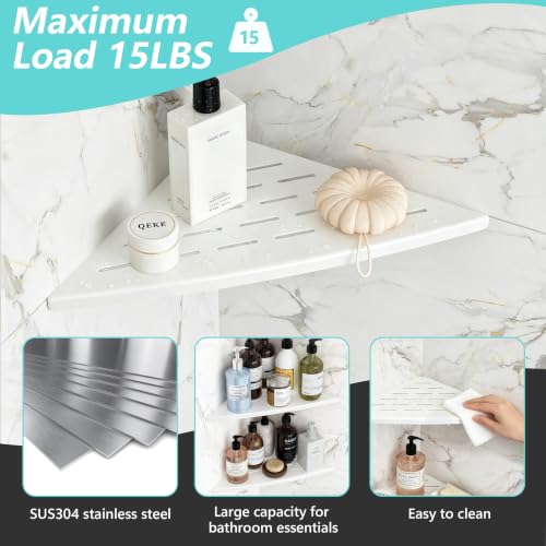 Qeke 2 Pack Corner Shower Shelf White, 11.5" Recessed Tile Shower Shelf - color: Matte White